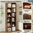 thumbnail image 4 of YQ JENMW 6-Tier Tall Narrow Bookshelf,Slim Storage Organizer Shelf,Display Storage Shelf for Living Room,Bedroom,Home Office,Brown, 4 of 10