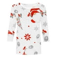 thumbnail image 5 of Christmas 3/4 Sleeve Shirts for Women Christmas Snowman Print Top Cute Santa Print Shirt Round Neck Holiday Shirt Tops Women Sweaters Clearance Cheap, 5 of 5