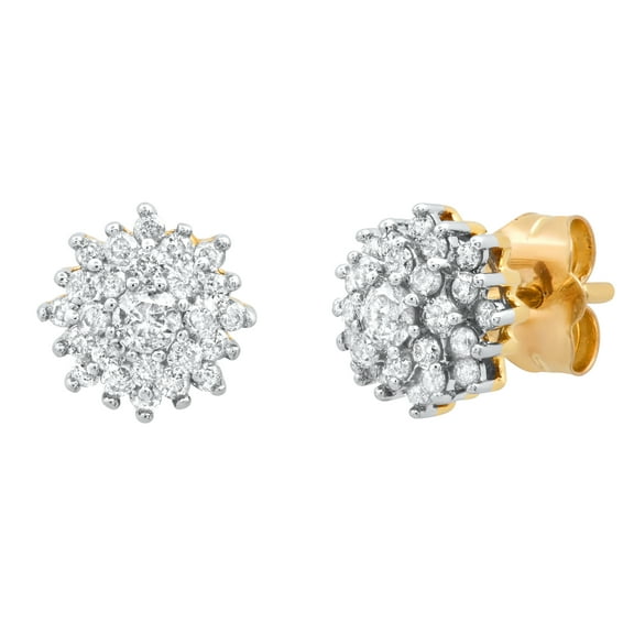 Dazzlingrock Collection 0.50 CT Round White Diamond Flower Stud Earrings for Her, 10K Yellow Gold