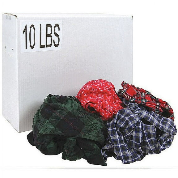 Recycled Cotton Flannel Cloth Rag 10 lb. Varies Sizes, Assorted