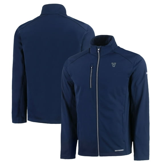 Men's Cutter & Buck  Navy Villanova Wildcats Evoke Eco Softshell Recycled Full-Zip Jacket