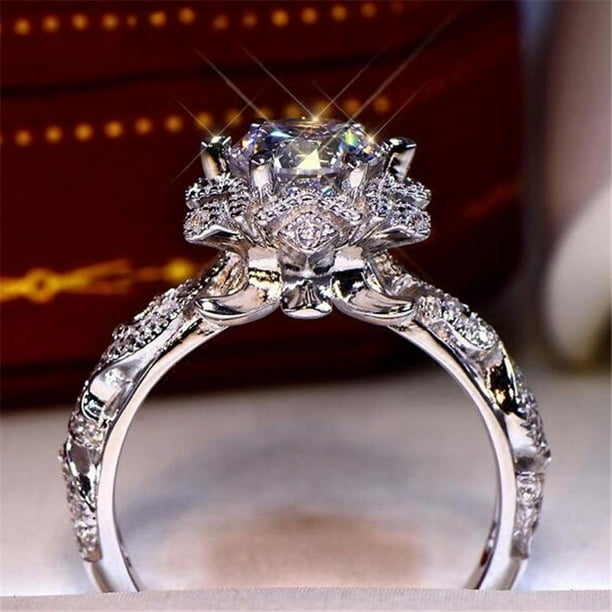 Exquisite Hollow Out Ring Elegant Diamond Cluster Exquisite Hollow Out Ring  Ring Engagement Wedding Jewelry Accessories Stackable Rings Jewelry for