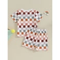 thumbnail image 4 of Suealasg Kids Boys Summer Outfits Clothes 6M 1T 2T 3T Toddler Boys Short Sleeve Crewneck Tops and Checkerboard Print Shorts Sets 2Pcs Causal Clothing for Baby Boy, 4 of 8