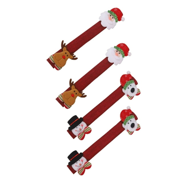 Transemion 4 Pcs Housses de Protection pour Poignée de Four à Micro-Ondes de Noël Housses de Protection de Noël Noël Réfrigérateur Cuisine Réfrigérateur Poignée de Porte Gants No.01 1Ensemble