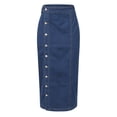 thumbnail image 4 of Ediodpoh Jean Skirt Long Women's Clothing Button Irregular Slit Denim High Waist Long Skirt Casual Women's Skirts Navy XS, 4 of 8