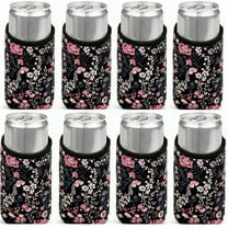 HNYG 8Pcs 12oz Slim Can Cooler Sleeves, Reusable Neoprene Insulated Can Sleeve Cover for Beer, Soda, Water Bottle, Beer Gifts Accessories for Parties
