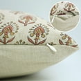 thumbnail image 3 of Pure Linen Floral Pillow Cover – GURUKUL Block Print, Handmade 18x18 Cushion for Farmhouse Decor, 3 of 6