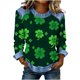 thumbnail image 3 of TaTaai Ladies Irish Festival Long Sleeve Top Spring Patchwork Design Round Neck Solid Color Casual Blouse Comfy Stretchy Shirt for St Patrick Holiday Outfits Gift, 3 of 5