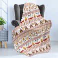 thumbnail image 4 of Tribal Soft Flannel Fleece Throw Blanket, Pattern with Geometrical Borders Art Print, Cozy Plush for Indoor and Outdoor Use, 70" x 90", Red Marigold and White, by Ambesonne, 4 of 5