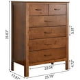 thumbnail image 6 of Maydear Bamboo 5-Drawer Chest, Dresser Chest with Drawers, Ideal for Bedroom, Living Room, Entryway - Walnut, 6 of 7
