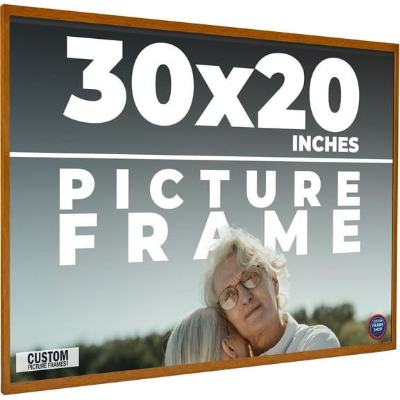 30x20 Honey Brown Real Wood Picture Frame Width 0.75 inches | Interior Frame Depth 0.5 inches |