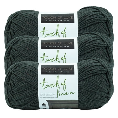 UPC: 0842093131694 | Lion Brand Yarn Touch of Linen Cypress Touch of Luxe Collection Medium Cotton  Linen Green Yarn 3 Pack