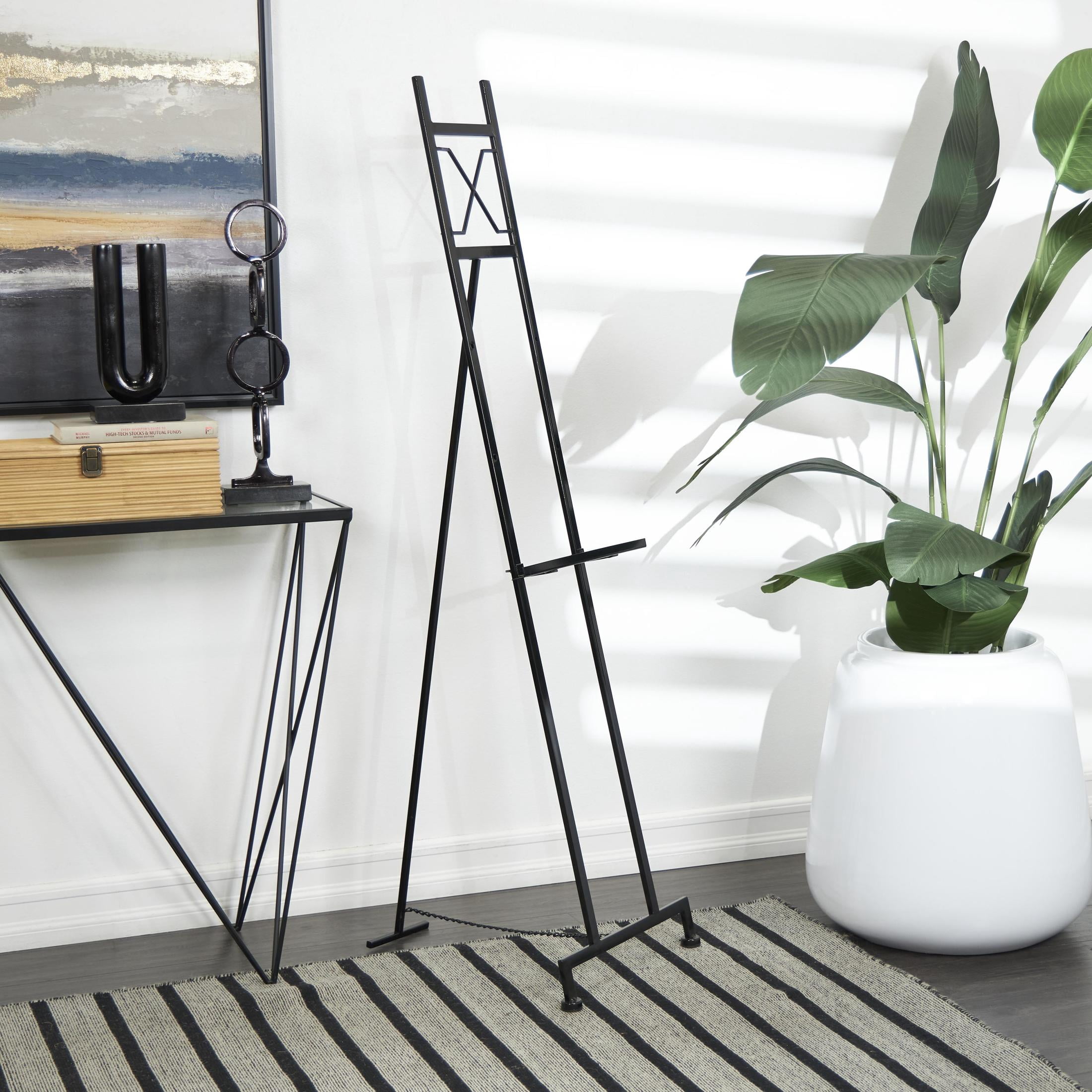 DecMode 16" x 57" Black Metal Tall Adjustable Floor 3 Tier Easel, 1-Piece