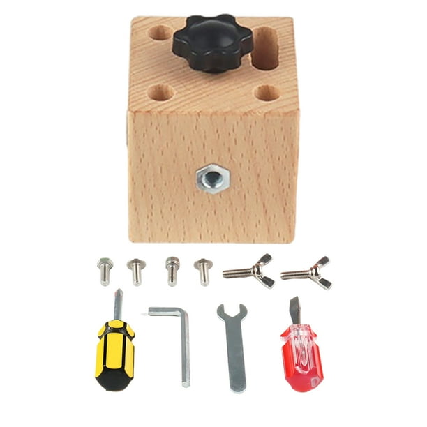 Cubo Ocupado Para Niños, Tablero De Actividad Sensorial Ocupado De Madera, Juguete De Desbloqueo, Juguete De Viaje, Juguetes Educativos De Aprendizaje Para Niños Y Bebés Yuarrent FN007778-02
