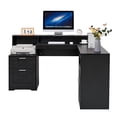 thumbnail image 7 of 58.2 Inch L-Shaped Executive Desk with Drawers & Storage Shelf, Corner Computer Desk with Power Outlets, Monitor Stand & Printer Shelf, 7 of 7