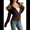 thumbnail image 2 of Suéter Cárdigan con Cremallera para Mujer, Sudadera con Capucha de Piel Sintética con Cable, Chaqueta de Larga, Conjuntos de Punto Y2K Marrón L, 2 of 9