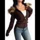 thumbnail image 2 of Suéter Cárdigan con Cremallera para Mujer, Sudadera con Capucha de Piel Sintética con Cable, Chaqueta de Larga, Conjuntos de Punto Y2K Marrón M, 2 of 9