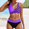 thumbnail image 2 of Huesdet Women's Ribbed Bikini Sets Scoop Neck Cheeky Swimsuit Textured Two Piece Bathing Suit(Purple,L), 2 of 6