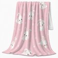 thumbnail image 2 of Cute Cartoon Bunny, Playful Woodland Scene, Warm Flannel Blanket for Sunroom and Reading Nook with Detailed Artwork, Wildlife Lovers Thanksgiving Gift, Playful Home Decor, 2 of 9