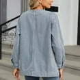 thumbnail image 5 of miqiqism Women's Denim Jacket With Pocket Casual Long Sleeve Vintage Jean Jackets Top Coat Basic Button Down Jacket Loose Boyfriend Pleated Tunic Blouses,Blue,Large, 5 of 6