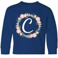 thumbnail image 3 of Inktastic C Monogram Alphabet Letter Rose Floral Wreath Long Sleeve Youth T-Shirt, 3 of 5