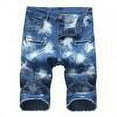 thumbnail image 1 of Wide Leg Pants Men's Ripped Denim Trunks Stretchy Washed Jeans Trunks Cut-Off Classic Fit Biker Jeans Trunks Blue Xl, 1 of 9