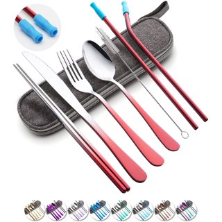 NOGIS 5PCS Portable Silverware Set with Case, Travel Camping