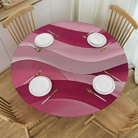 

Qlo0ole Geometric Pink Round Tablecloth Fitted Table Cover Elastic Tablecloths Waterproof Outdoor Indoor Stretch Cloth Tablecover for Dinner Party Shower Contemporary Stripes 31-35