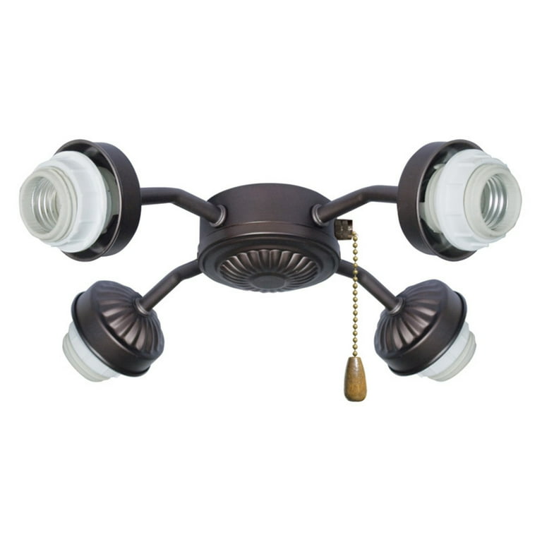 4-Light Antique Brass Ceiling Fan Fitter LED Light Kit 4-Light Antique Brass Ceiling Fan Fitter LED Light Kit