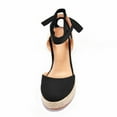 thumbnail image 4 of Dellytop Womens Platform Closed Toe Ankle Strap Lace Up Summer Shoes Espadrilles Wedge Sandals, 4 of 5