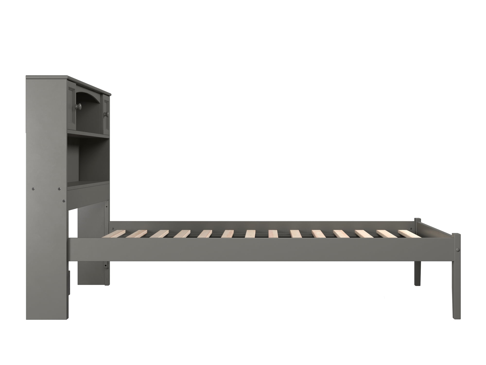 AFI Newport Full Solid Wood Platform Bed with Storage Headboard in Grey