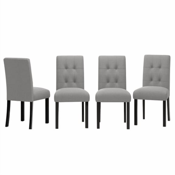Xukmct 4 Pack Linen Upholstered Side Chair with Wood Frame, Modern Armless Dining Chair for Kitchen, Dining Room, Bedroom, Gray