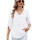 thumbnail image 2 of Blusas Informales Elegantes para Mujer, 3/4, Cuello en V, Volantes, Blancas, Talla XL, 2 of 5