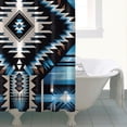 thumbnail image 2 of Bohemian Abstract Squre Rectangle Blue Shower Curtain Heavy Washable Polyester Curtain Liners Unique Bath Decor 72" W X 72" L with 12 Hooks, 2 of 4