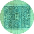 thumbnail image 1 of Ahgly Company Indoor Round Abstract Turquoise Blue Modern Area Rugs, 4' Round, 1 of 4