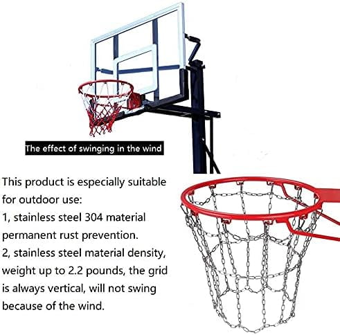 Voylla Basketball net, Metal Chain Net Braided Permanent Rust Proof (12 Links), Quick Installation