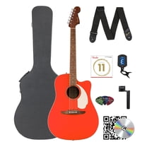 Fender California Standard Redondo CE Acoustic-Electric Guitar - Fiesta Red Bundle with Case, Tuner, Strap, Strings, String Winder, Picks, and Austin Bazaar Instructional DVD