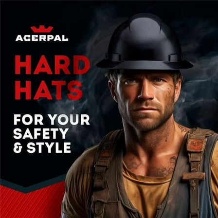 Acerpal 1BKV Full Brim Black Vented Hard Hat