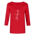 thumbnail image 4 of Mifsaly 3/4 Sleeve Tops for Women Casual Script Faith Graphic Top Crewneck Cotton Shirt Soft Stretchy Slim Fit Summer Blouse Elegant Religious Style Tee S, 4 of 5