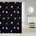 thumbnail image 2 of Manfei Kawaii Stars Shower Curtain 72Wx84L,Kawaii Cartoon Polka Dot Bathroom Shower Curtain,Purple Black, 2 of 5