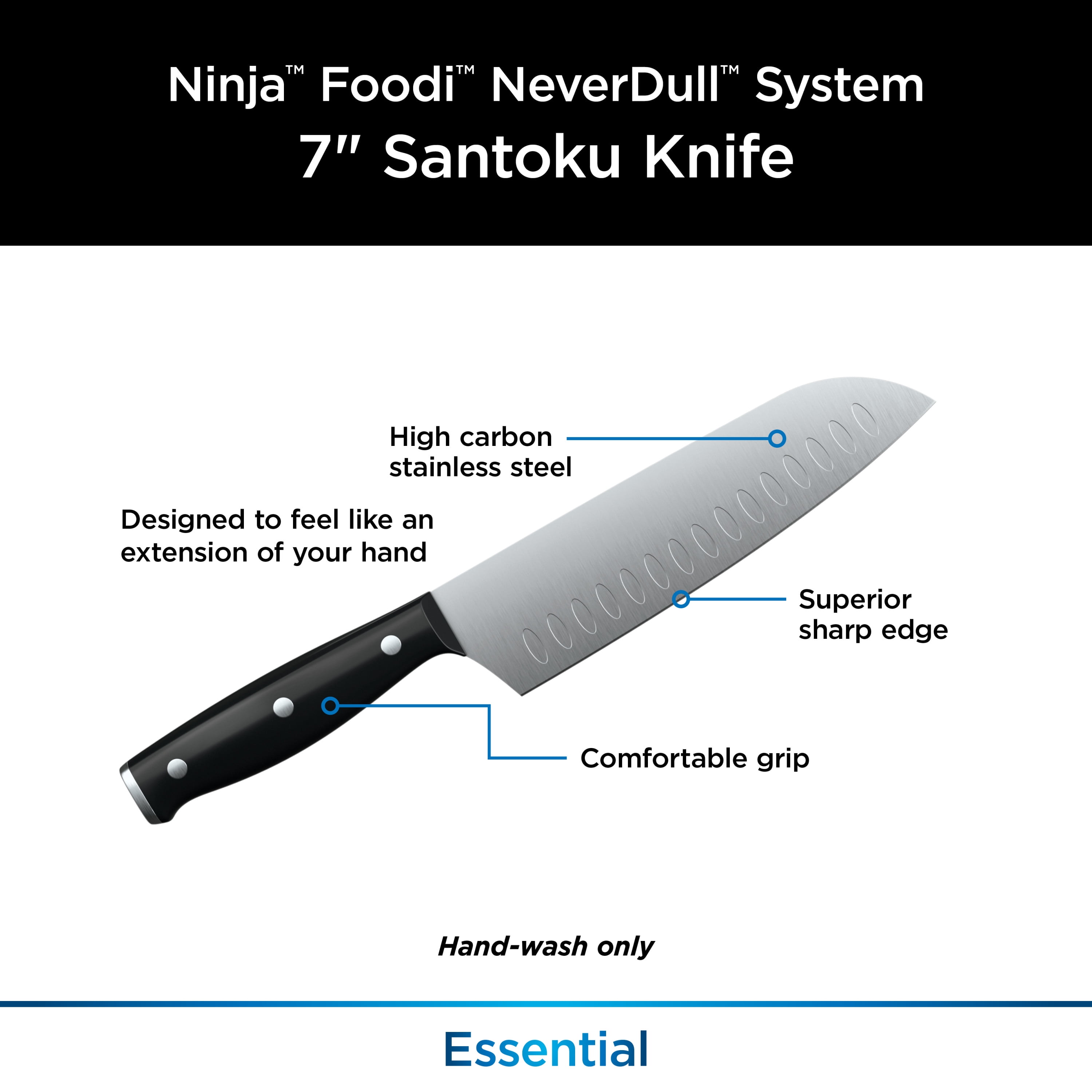  Ninja K30118 Foodi NeverDull System 7-Inch Santoku