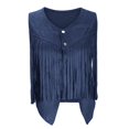 thumbnail image 5 of JULMCOMO Faux Suede Vest Tops for Women Fringe Button Down Sleeveless Casual Vest Jacket Cropped Cowboy Western Jacket Navy S, 5 of 7