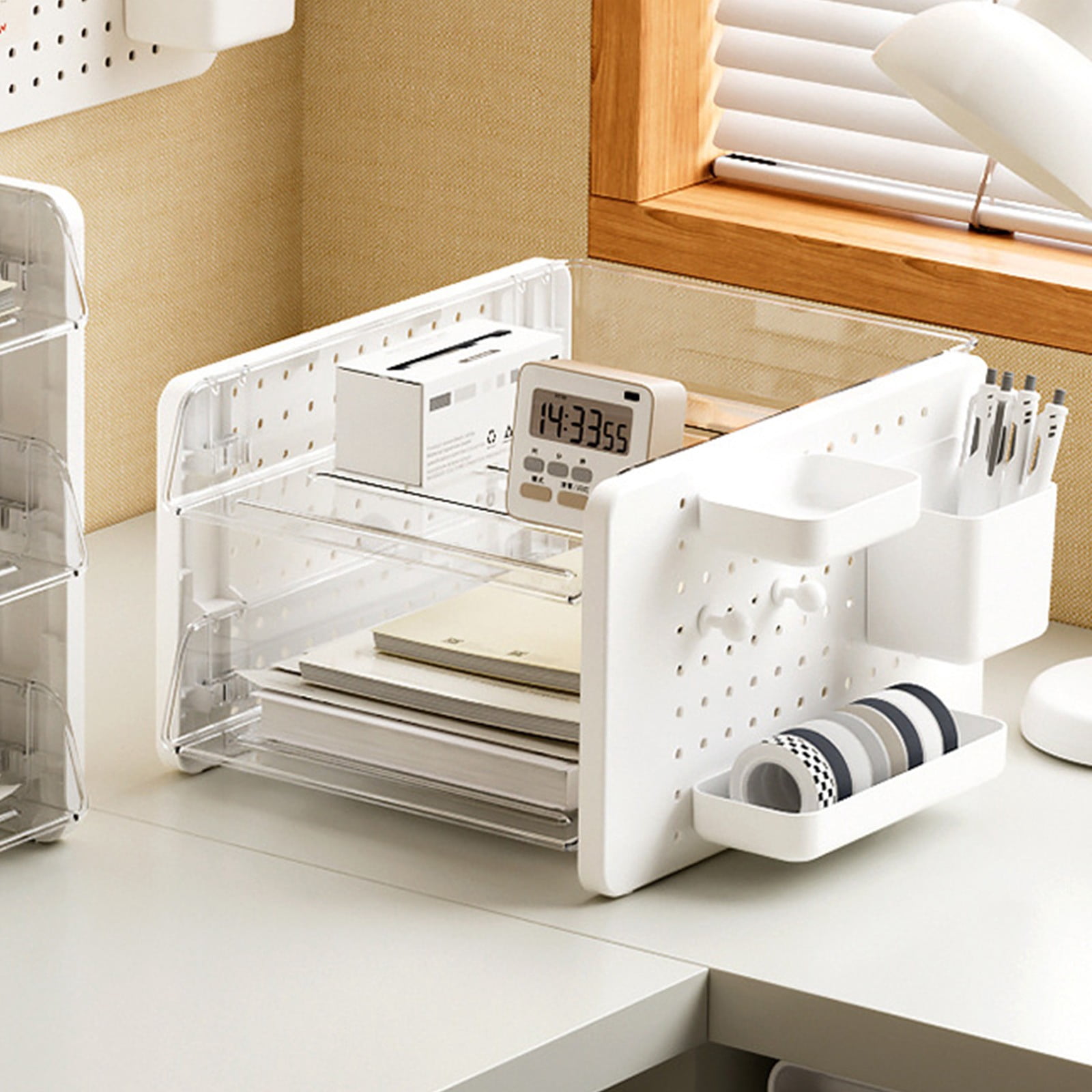 Tarmeek Desk Organizer with Pegboard, Multi-Compartment Organizer for Desk & Makeup Brush Holder, Dorm Office Pen Holder, Desk Organizers and Accessories for Home Office
