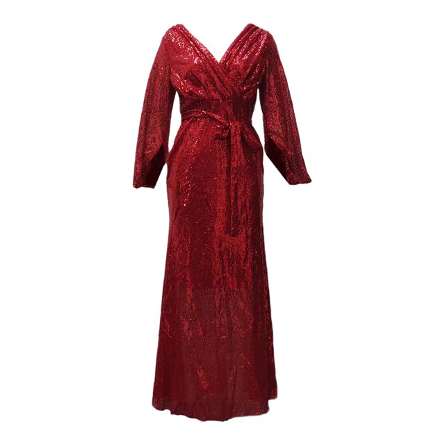 Vestido de noche para mujer, cómodo vestido de lentejuelas con escote en V para la noche de graduación y citas L