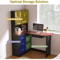 thumbnail image 5 of Montary Corner L-Shaped Computer Desk with Glass Display Cabinets & Built-in LED Lights - Office Desk with USB Charging Ports, Keyboard Tray,Compact and Functional Design,Black, 5 of 10