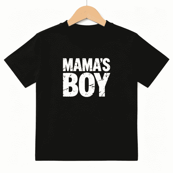 Mama's Boy Boys Graphic Print T-Shirt, Cute Mother and Son Family Vibe 100% Cotton Kids Short Sleeve Tee