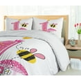 thumbnail image 5 of Ambesonne Cartoon Duvet Cover Sets, Bees Party Cake Candle, 2-Queen, Pink Black and Yellow, 5 of 7