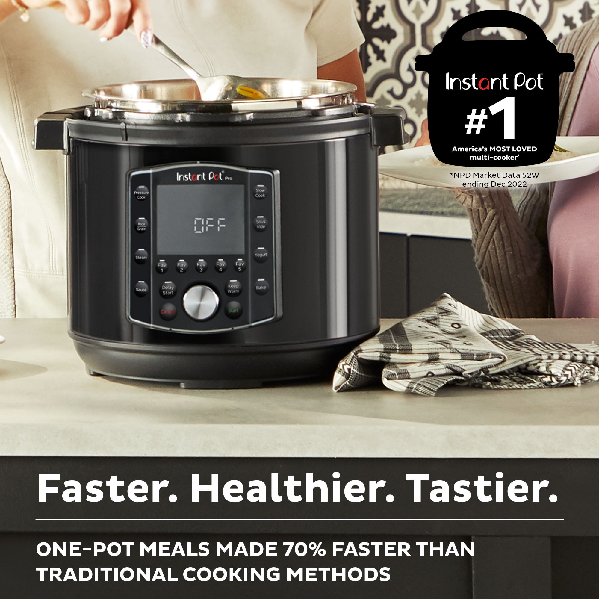 Instant Pot Pro 10-in-1 Pressure Cooker, Slow Cooker, Rice/Grain Cooker,  Steamer, Sauté, Sous Vide, Yogurt Maker, Sterilizer, 8 Quart & Tempered  Glass