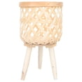 thumbnail image 1 of Plant Stand Pot Flower Basket Holder Planter Rattan Potted Woven Display Rack Indoor Floor Wood Legs Elevated Wicker, 1 of 6