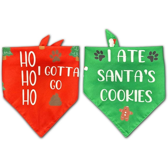 Christmas Dog Bandanas, 2 Pack Xmas Dog Bandana Triangle Pet Scarf, for Dog Parents Funny, Holiday Dog Accessories for Small Medium Large Boy Girl Dog Cat